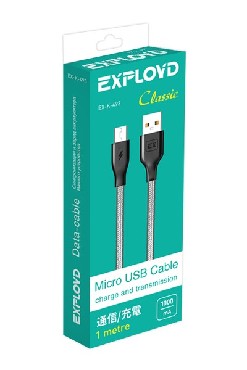 Дата-кабель EXPLOYD EX-K-493 Дата-кабель USB - microUSB 1М Classic круглый серый