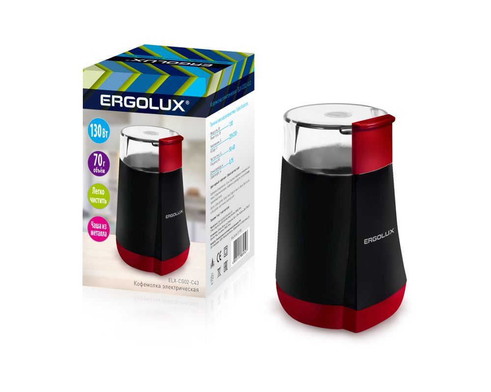 Кофемолка ERGOLUX ELX-CG02-С43 черно-красная