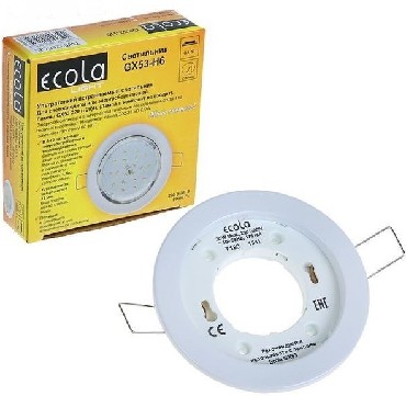 светильник ECOLA TW5325ECB GX53-H6 металл. плоский белый 101x16 мм