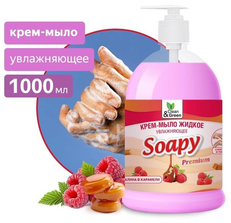 Жидкое мыло CLEAN&GREEN CG8099 Soapy малина в карамели увлажняющее с дозатором 500 мл.