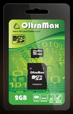 Карта памяти OLTRAMAX MicroSD 2GB + адаптер SD