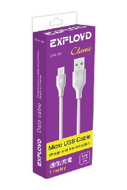 Дата-кабель EXPLOYD EX-K-481 Дата-кабель USB - microUSB 1М Classic круглый белый
