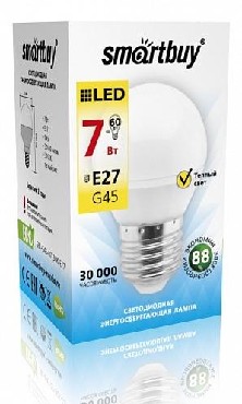 Светодиодная лампа SMARTBUY (SBL-G45-07-30K-E27) G45-07W/3000/E27 (10)