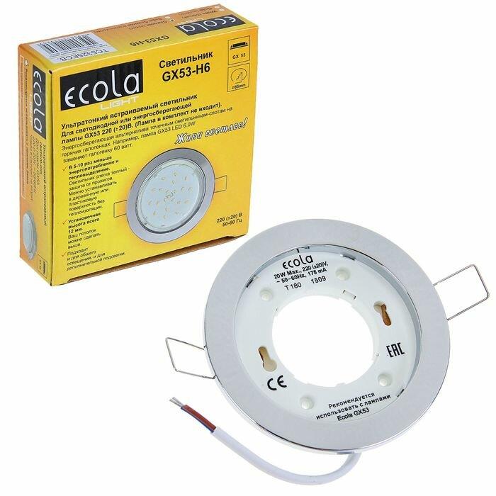 светильник ECOLA TC5325ECB GX53-H6 металл. плоский хром 101x16 мм