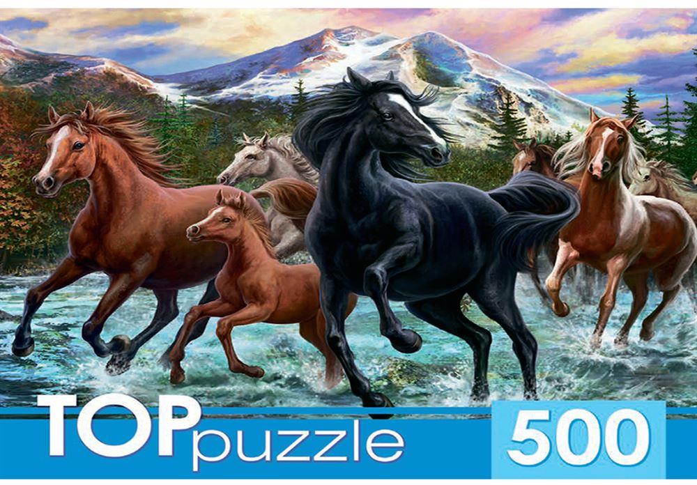 Мозаика TOPPUZZLE ПАЗЛЫ 500 элементов. ХТП500-6812 Табун лошадей в горах ПП-00099038
