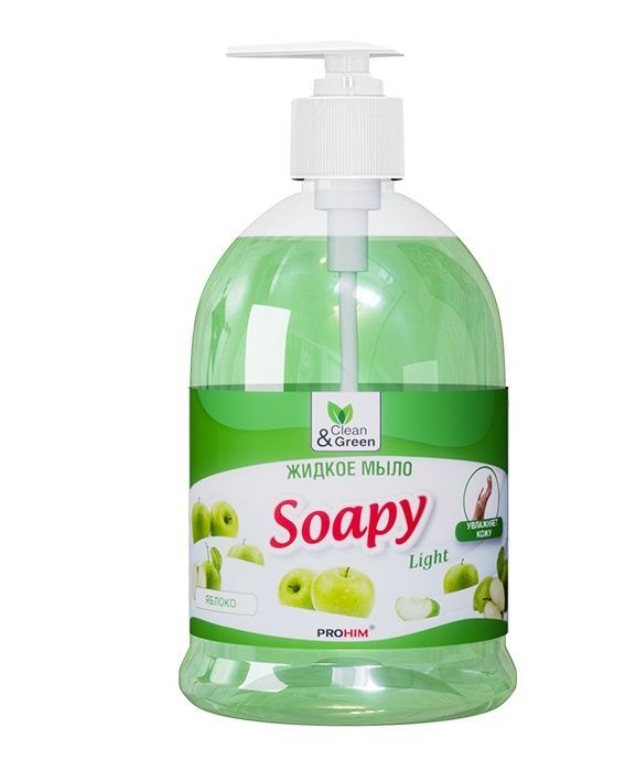 Жидкое мыло CLEAN&GREEN CG8062 Soapy эконом яблоко с дозатором 500 мл.