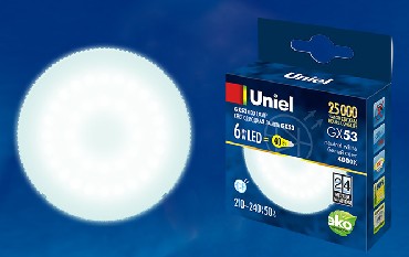 Лампа светодиодная UNIEL UL-00001669 LED-GX53-6W/NW/GX53/FR PLZ01WH матовая Белый свет