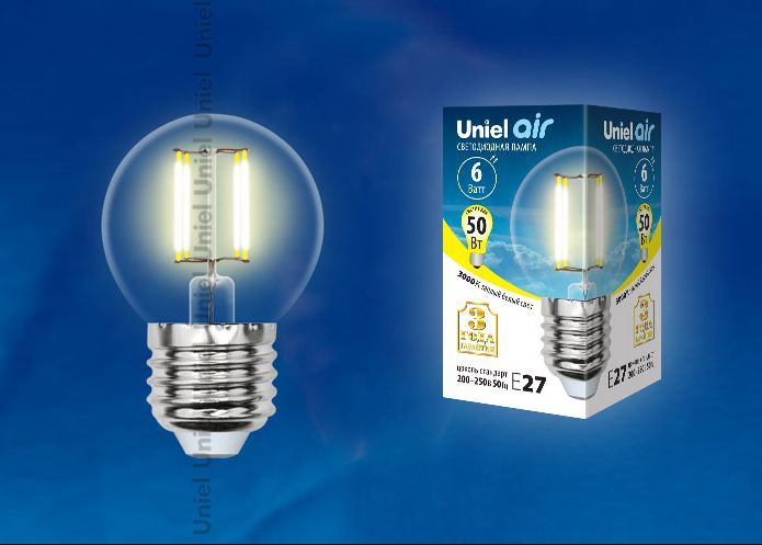 G (Лампы-глобы) UNIEL (UL-00002203) LED-G45-6W/WW/E27/CL GLA01TR