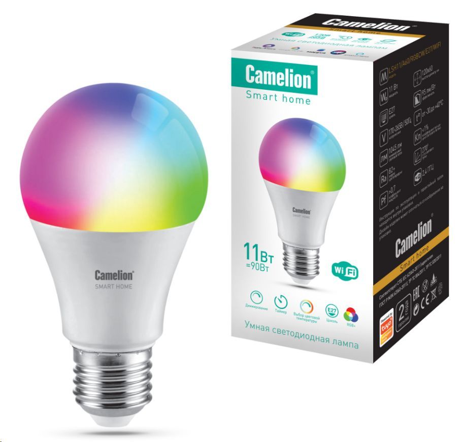 Светодиодная лампа CAMELION (14499) LSH11/A60/RGBСW/Е27/WIFI Smart Home