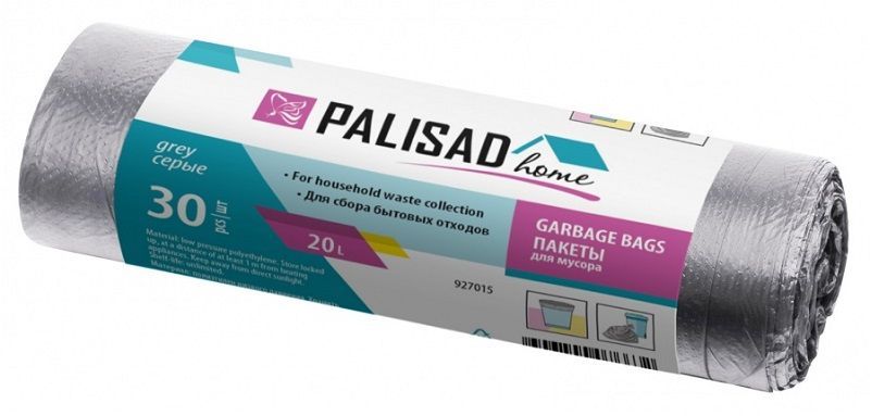 Пакеты для мусора PALISAD Пакеты для мусора 20 л X 30 шт. серые, HOME 927015