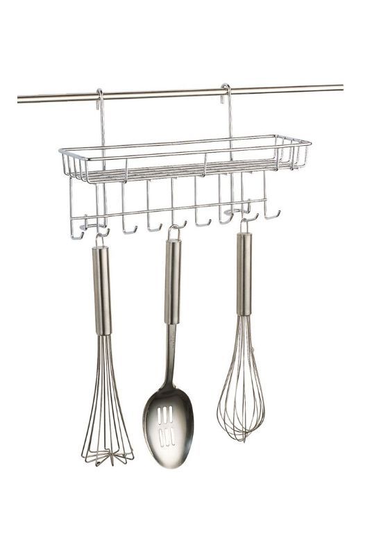 Полка навесная для кухни с крючками MALLONY Полка навесная для кухни с крючками FORTUNA PR-08, 29*8,5*18,5 см (008441)