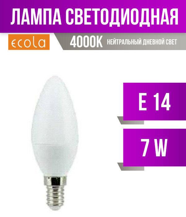 Лампы светодиодные ECOLA C4LV70ELC CANDLE LED 7,0W 220V E14 4000K свеча (композит) 105X37