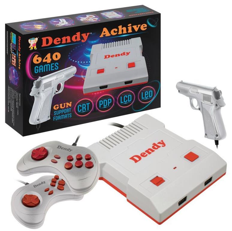 Игровая консоль DENDY Achive 640 игр + световой пистолет черная